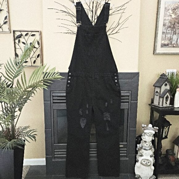 NWT Tall Black straight leg distressed dungarees for men sz 40 - Picture 2 of 8